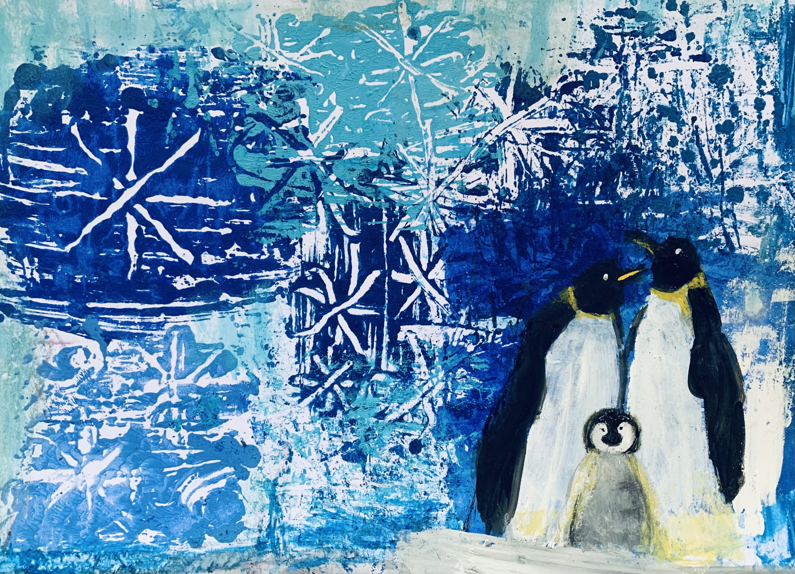 Exploring the Magic of Winter with Aluminum Foil Monoprinting